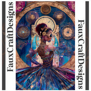 Papel De Seda Decoupage Bailarina Steampunk Azul Mosaico Falso 0