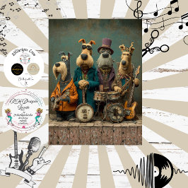 Papel De Seda Decoupage Banda de Rock Perro Vintage Plumas Pelo