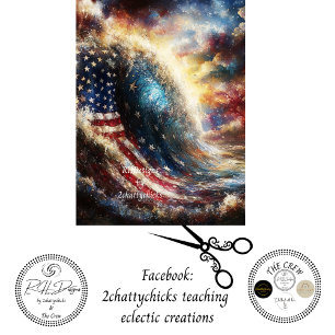 Papel De Seda Decoupage Bandera Americana Ola del Océano Patriót
