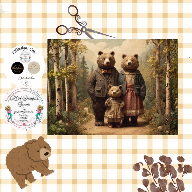 Papel De Seda Decoupage Bear Family Jason, Andrea & Alizabeth  (Subido por el creador)