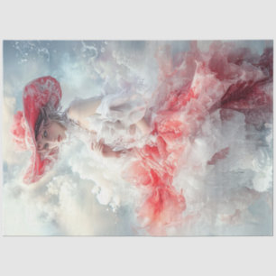 Papel De Seda Decoupage Beautiful Woman Red White Cloud Vestido