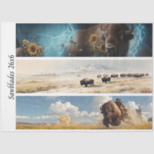 Papel De Seda Decoupage Bison Girasoles Occidentales Serruchos d
