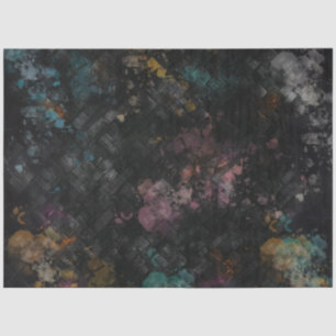 Papel De Seda Decoupage Black Textured Faux Purple, Yellow, Verd