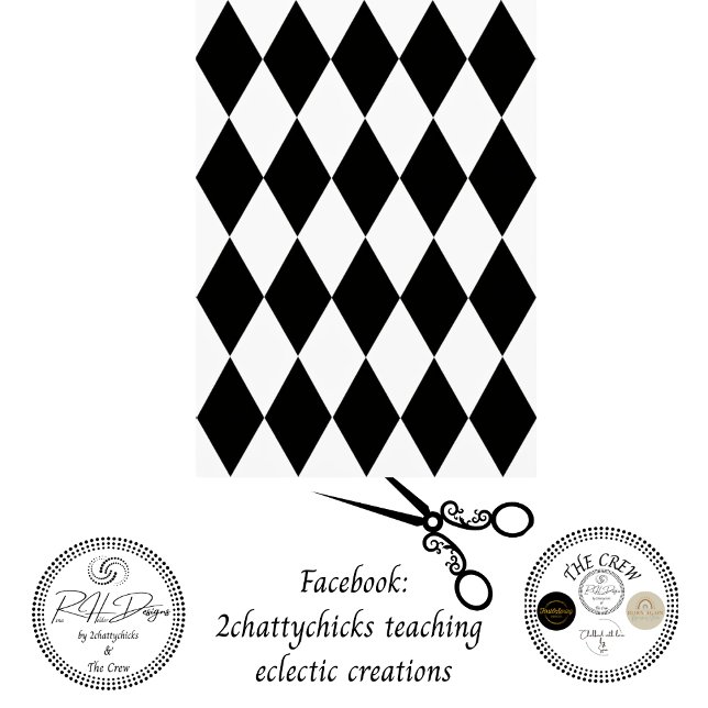 Papel De Seda Decoupage Black White Harlequin Diamond Pattern (Subido por el creador)