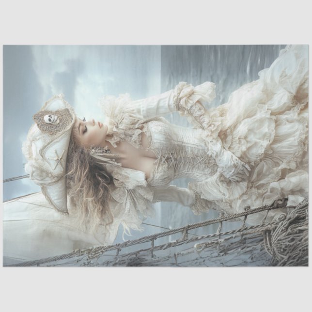 Papel De Seda Decoupage Blona Pirate Lady White Vress (Anverso)