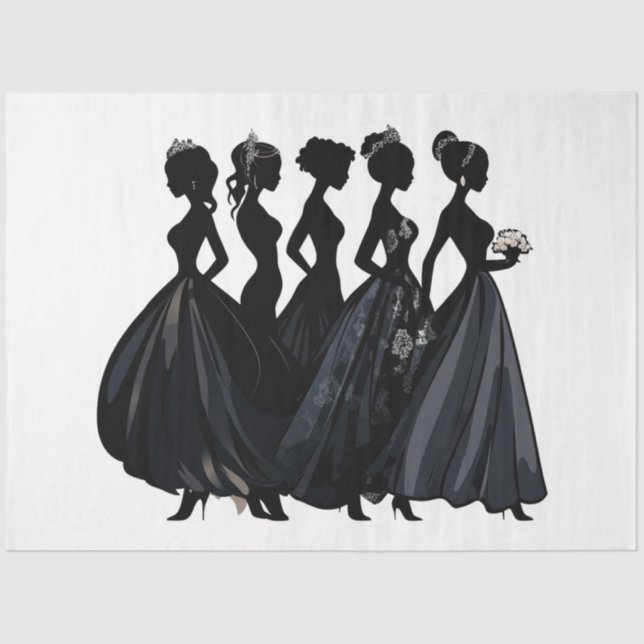 Papel De Seda Decoupage Boda de novias Moda Negro y Gris (Anverso)