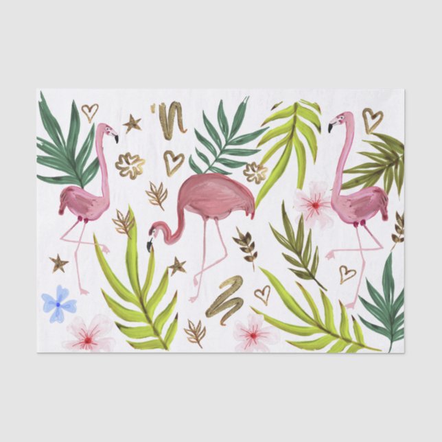 Papel de seda decoupage boho flamingo brillo femen (Anverso)