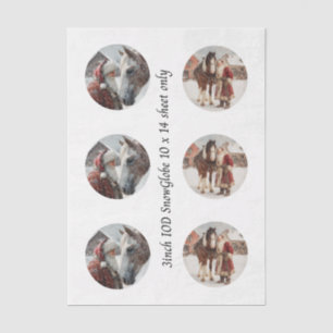 Papel De Seda Decoupage Bola de Nieve Santa & Caballo 