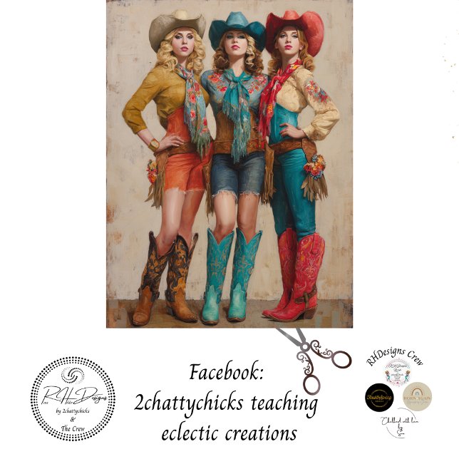 Papel De Seda Decoupage Boot-Scootin Western Cowgirls (Subido por el creador)