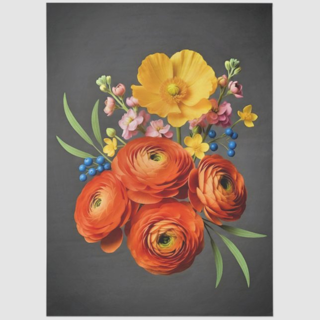 Papel De Seda Decoupage Botanical Bloom (Anverso)