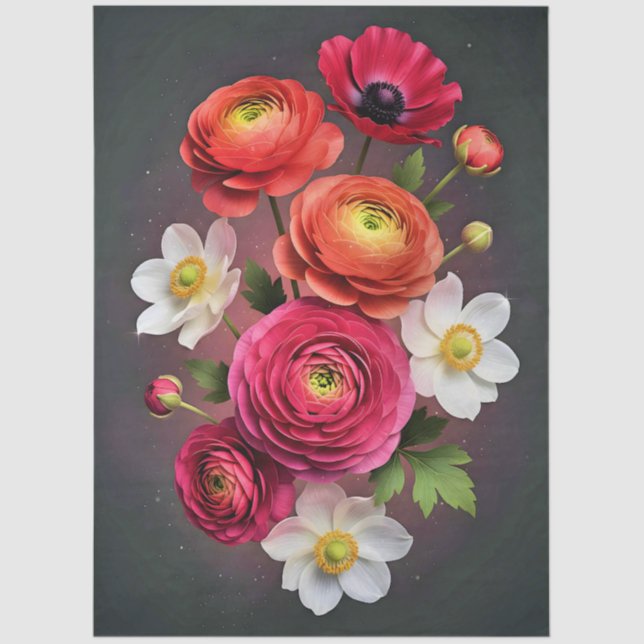 Papel De Seda Decoupage Botanical Bloom (Anverso)