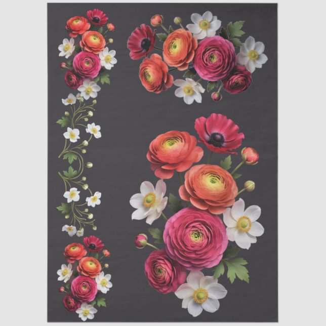 Papel De Seda Decoupage Botanical Bloom (Anverso)