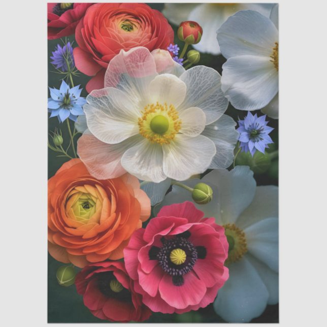 Papel De Seda Decoupage Botanical Bloom (Anverso)