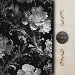 Papel De Seda Decoupage Botánico de Plata Negra