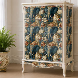 Papel De Seda Decoupage Botánico de Tigre y Elefante Indio en Ju