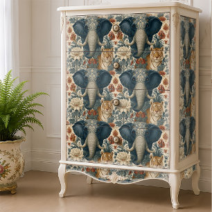 Papel De Seda Decoupage Botánico de Tigre y Elefante Indio en la