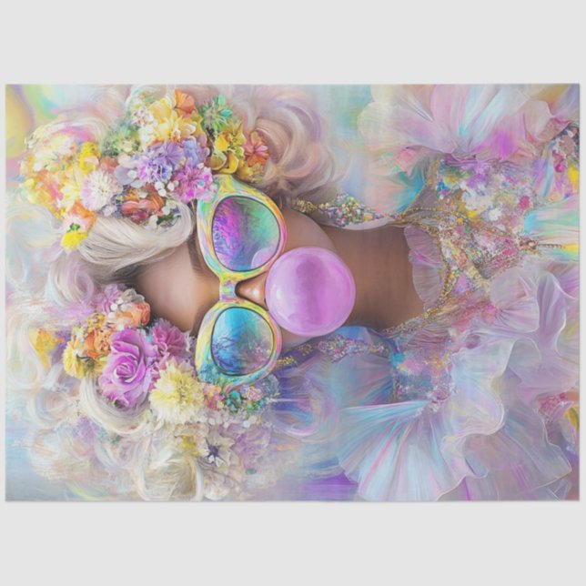 Papel De Seda Decoupage Bubblegum Summer Art con Vibes Retro (Anverso)