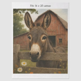 Papel De Seda Decoupage Burro Rústico Granero Casa de Campo 16x2