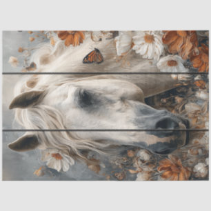 Papel De Seda Decoupage Caballo Blanco Tablero Pared Susurros Pr