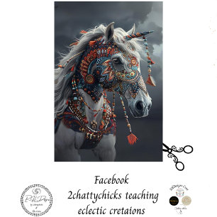 Papel De Seda Decoupage Caballo Indio Americano Ceremonial Blanc