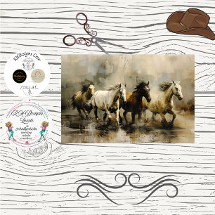 Papel De Seda Decoupage Caballos Salvajes Pictóricos Corriendo