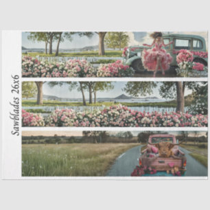 Papel De Seda Decoupage Camiones Antiguos Diseños Florales Serru