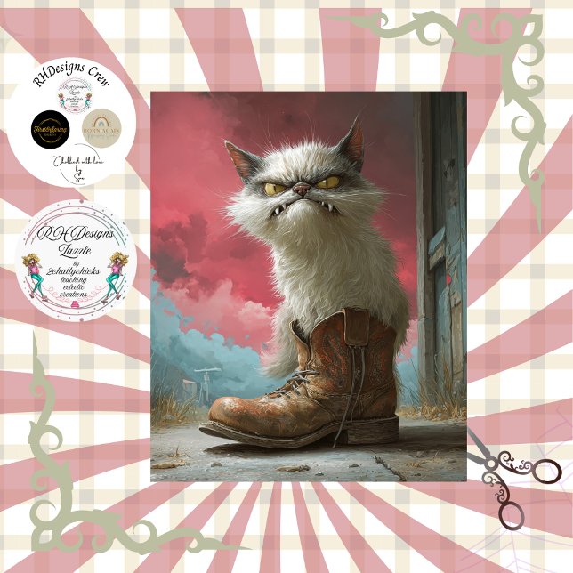 Papel De Seda Decoupage Caprichoso Gato Gruñón  (Subido por el creador)