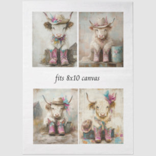 Papel De Seda Decoupage Caprichoso Ternero Vaquero de Terras Alt