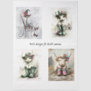 Papel De Seda Decoupage Caprichosos Terneros y Gatos de las Tier