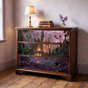 Papel De Seda Decoupage Castillo Gótico Floral Púrpura Crepuscul