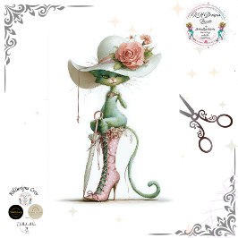 Papel De Seda Decoupage Catwalk Green Cat Parasol Polka Dot Boot