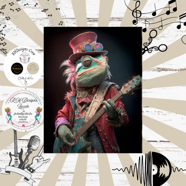 Papel De Seda Decoupage Chameleon Rock Fur Feather Funk Band (Subido por el creador)