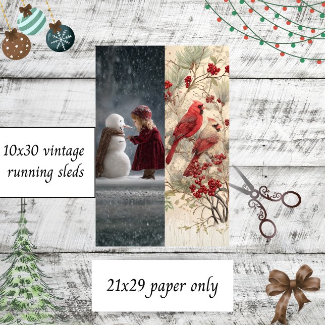 Papel De Seda Decoupage Child Snowman Cardinals Runner Sleds (Subido por el creador)