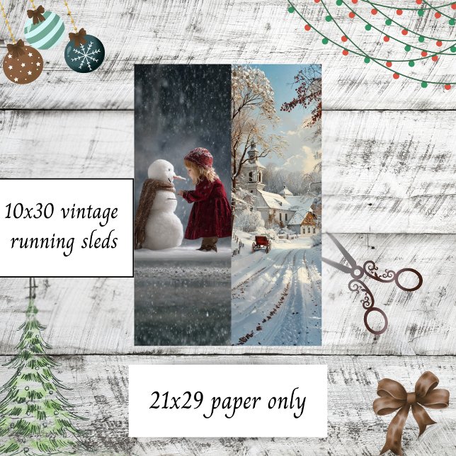 Papel De Seda Decoupage Child Snowman Church Winter Sled Runners (Subido por el creador)