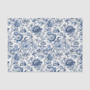 Papel De Seda Decoupage Chinoiserie Blue White Floral