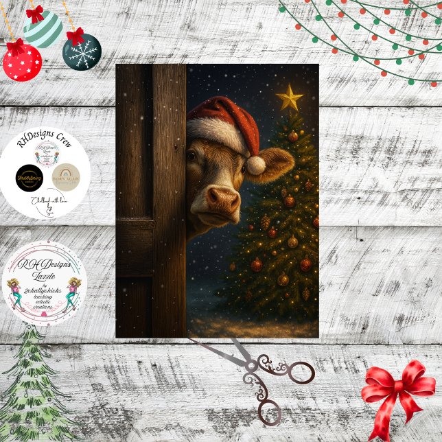 Papel De Seda Decoupage Christmas Cow Wall Art  (Subido por el creador)