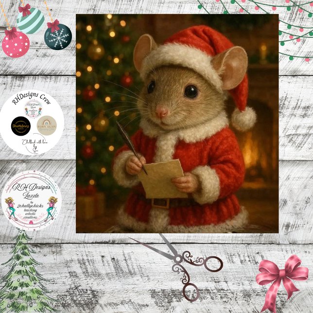 Papel De Seda Decoupage Christmas Mouse Santa Suit (Subido por el creador)