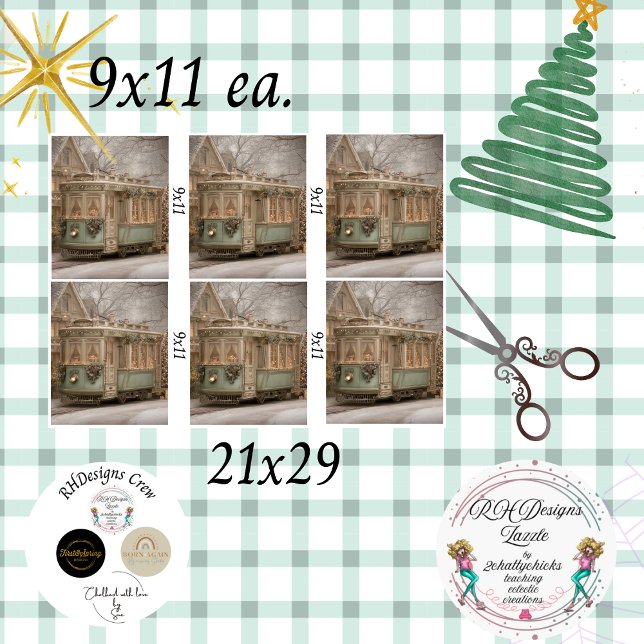 Papel De Seda Decoupage Christmas Trolley Green 9 x 11 inches  (Subido por el creador)