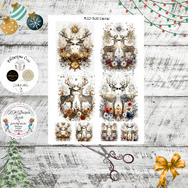 Papel De Seda Decoupage Ciervo Caprichoso Floral Fauna Scrapbook