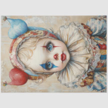 Decoupage Circus Chica Clown Jester