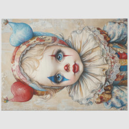 Papel De Seda Decoupage Circus Chica Clown Jester
