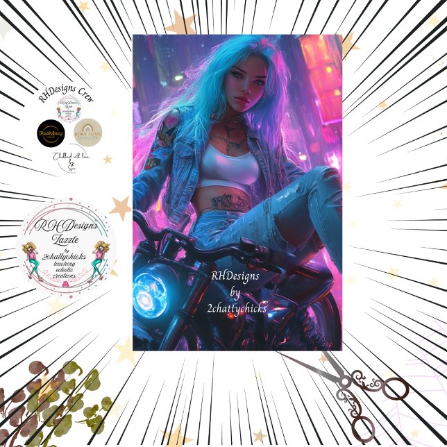 Papel De Seda Decoupage Classic Poster de Moda Futurista en Bike (Subido por el creador)