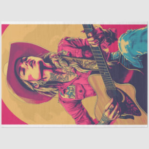 Papel De Seda Decoupage Classic Poster Nashville Chica Guitarian