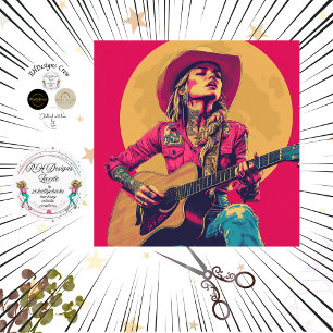 Papel De Seda Decoupage Classic Poster Nashville Chica Guitarian