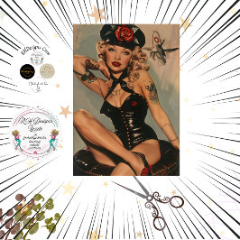 Papel De Seda Decoupage Classic Poster Pin Up Chica WWII