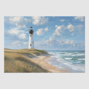 Papel De Seda Decoupage Coastal Scene Beach Light House