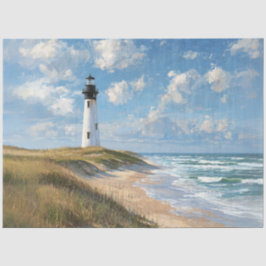 Papel De Seda Decoupage Coastal Scene Beach Light House