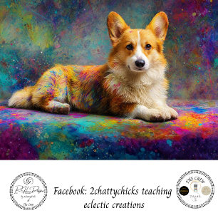 Papel De Seda Decoupage Colorido Corgi Abstracción Personalizaci