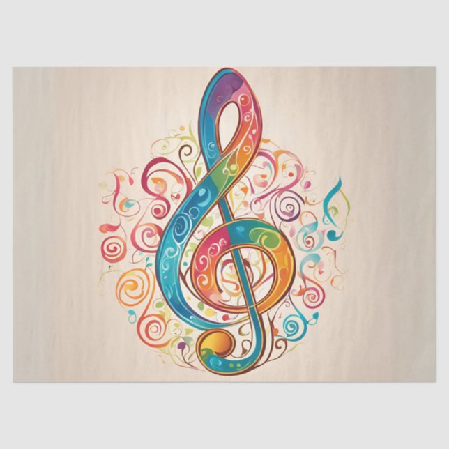 Papel De Seda Decoupage Colorosa Treble Clef (Anverso)