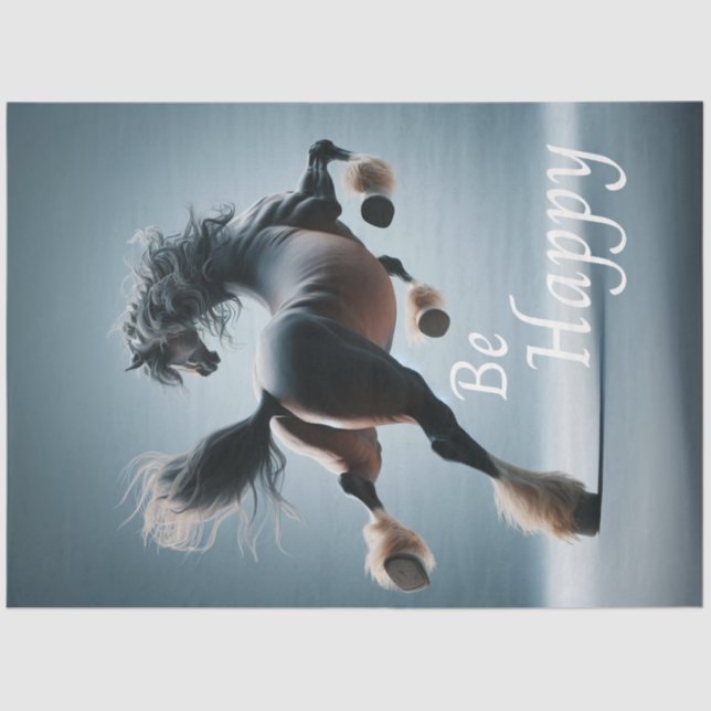 Papel De Seda Decoupage Comical Whimsical Horse Be Happy (Anverso)